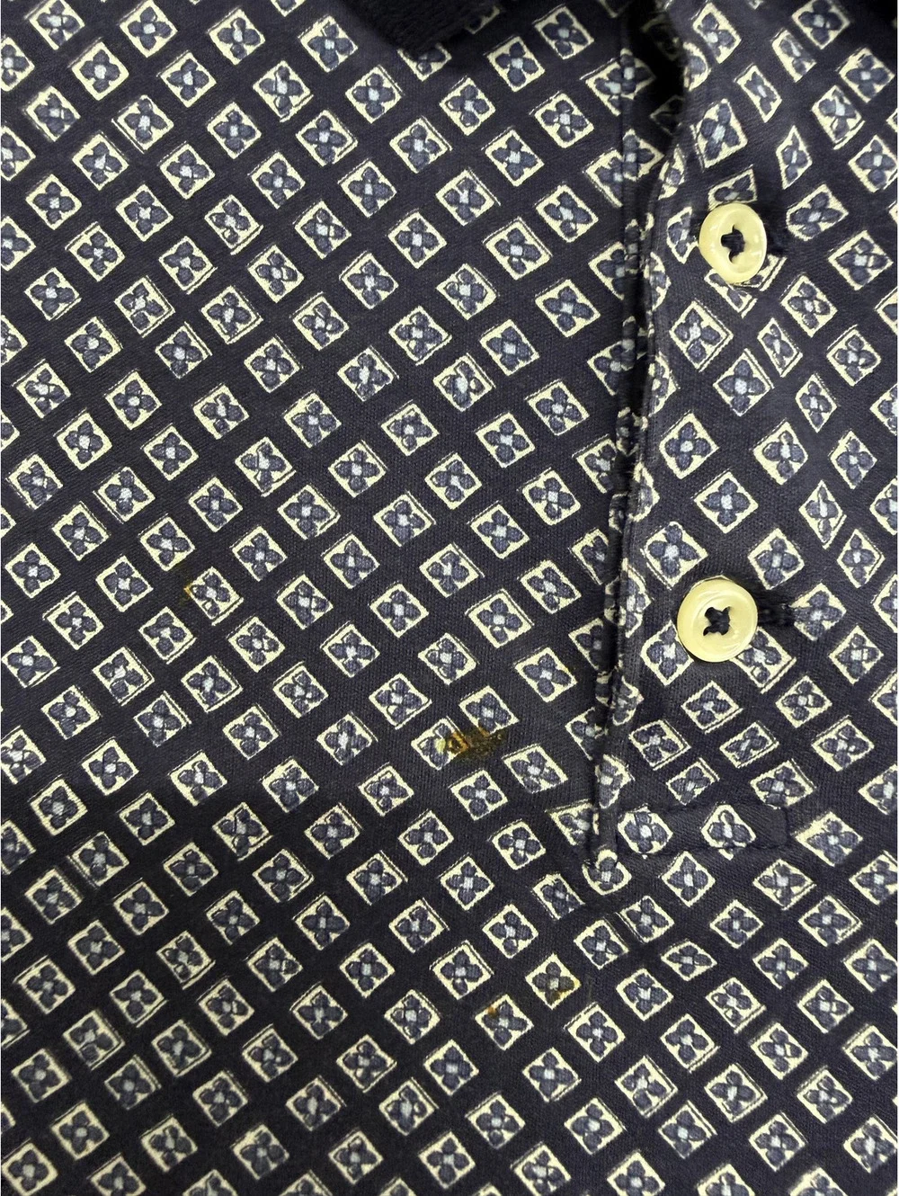 Polo Ralph Lauren Classic Fit Navy Patterned Polo Shirt Size M